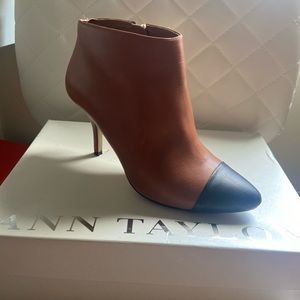 Lacey Leather Cap Toe Bootie 8.5